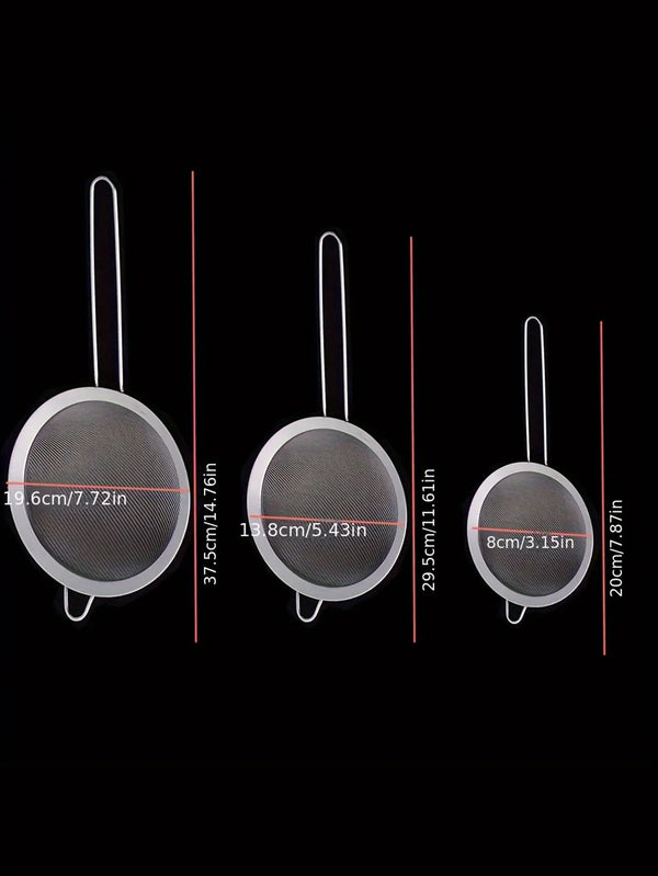Fine Mesh Strainer Stainless Steel - Set of 3