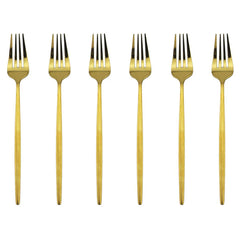 6 Pcs Silver/Gold Flatware 8.2 Inch Stainless Steel Fork Set