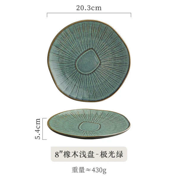 Japanese-Style Ceramic Shallow Plate