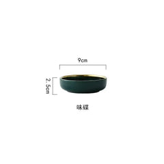 Green Ceramic Gold Inlay Plates and Bowls