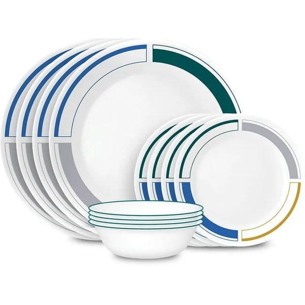 Corelle Color Block 12-Piece Dinnerware Set