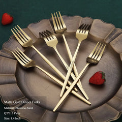 6 Pcs Silver/Gold Flatware 8.2 Inch Stainless Steel Fork Set