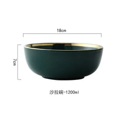 Green Ceramic Gold Inlay Plates and Bowls