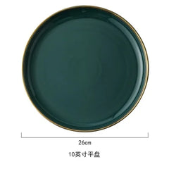Green Ceramic Gold Inlay Plates and Bowls