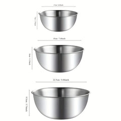 Stainless Steel Mixing Bowls - Set of three