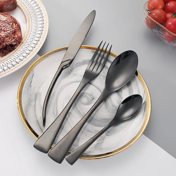 4pcs Black Cutlery Stainless Steel Tableware Set