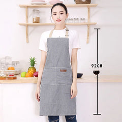 Neckline Striped Apron